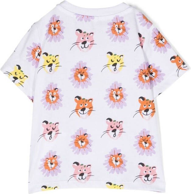 Stella McCartney Kids T-shirt met dierenprint Wit