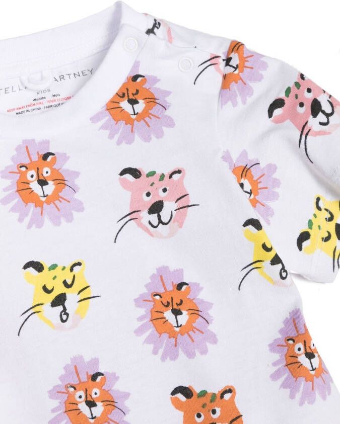Stella McCartney Kids T-shirt met dierenprint Wit