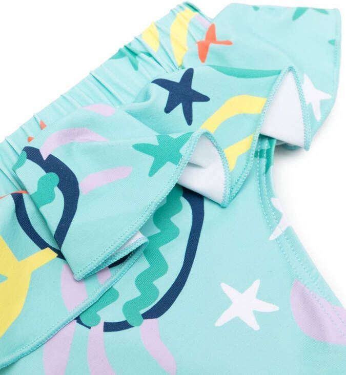 Stella McCartney Kids Bikinibroek met ruches Groen
