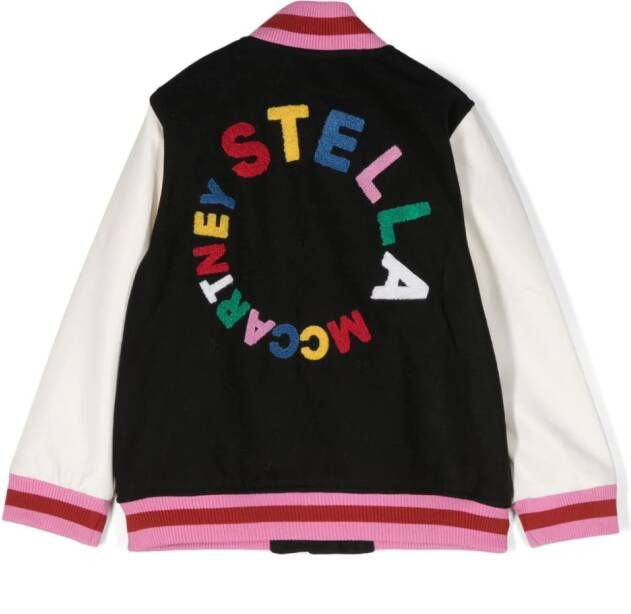 Stella McCartney Kids Bomberjack met geborduurd logo Zwart