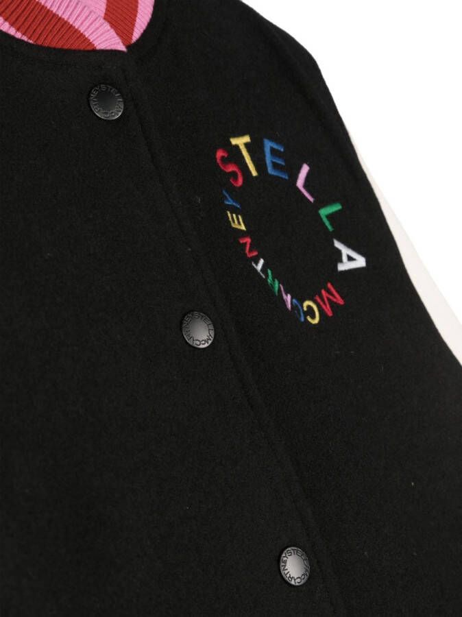 Stella McCartney Kids Bomberjack met geborduurd logo Zwart