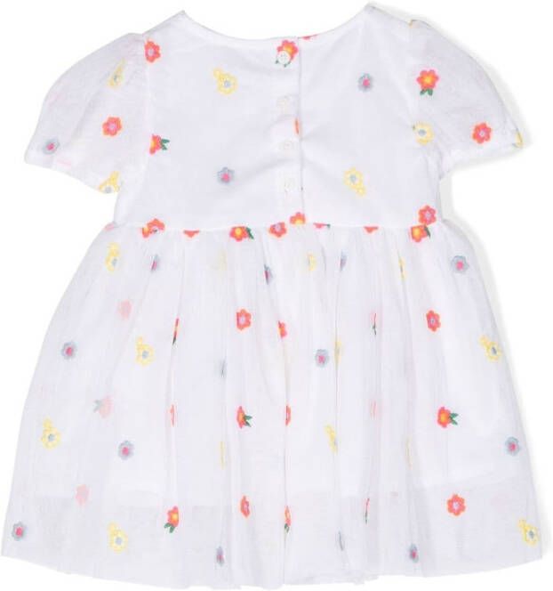 Stella McCartney Kids Jurk met geborduurde bloemen Wit