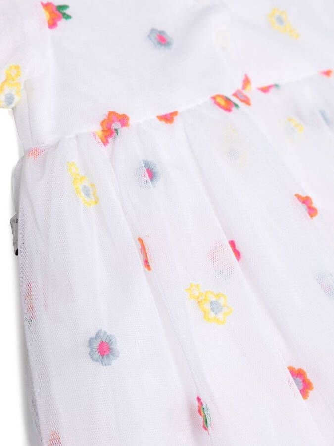 Stella McCartney Kids Jurk met geborduurde bloemen Wit