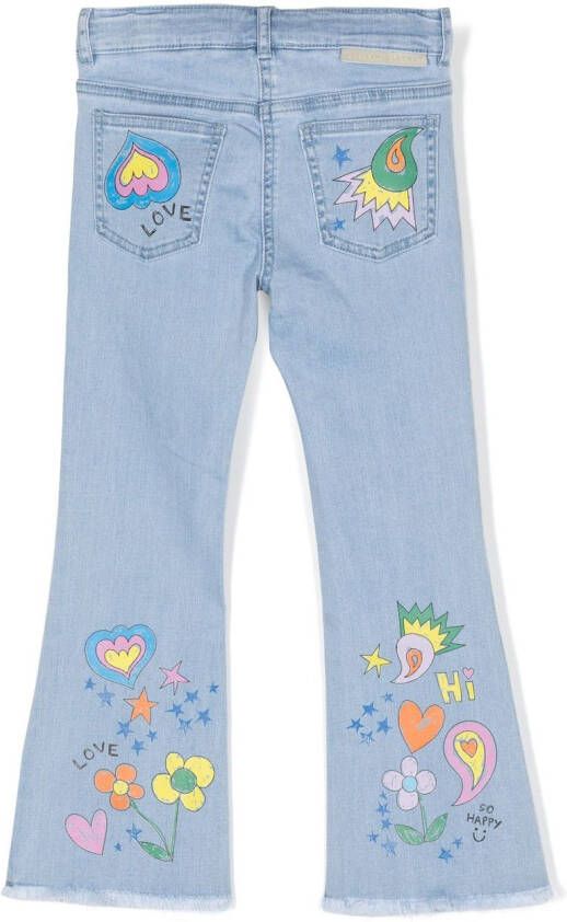 Stella McCartney Kids Jeans met bloemenprint Blauw