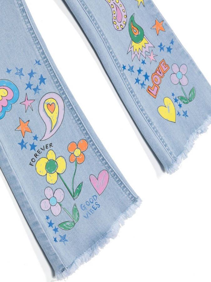 Stella McCartney Kids Jeans met bloemenprint Blauw