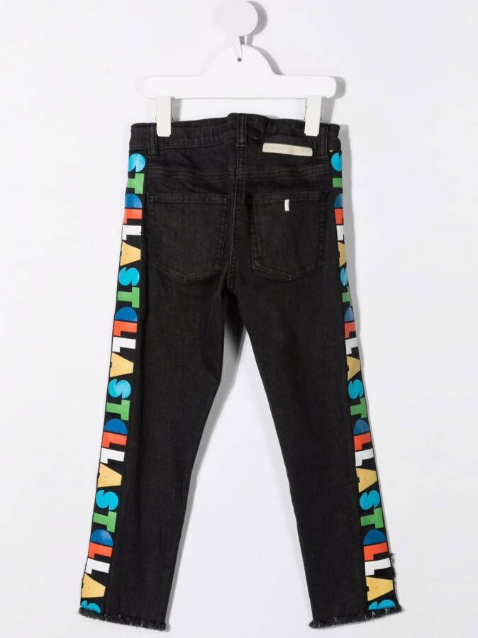 Stella McCartney Kids Jeans met logostreep Zwart