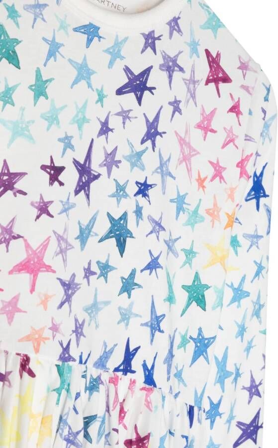 Stella McCartney Kids Jurk met sterrenprint Wit