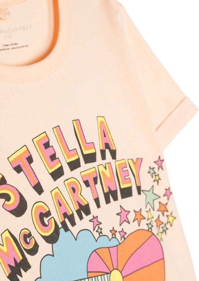 Stella McCartney Kids T-shirt met logoprint Beige