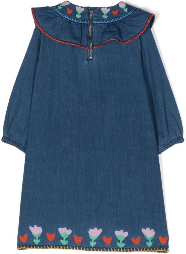 Stella McCartney Kids Jurk met borduurwerk Blauw