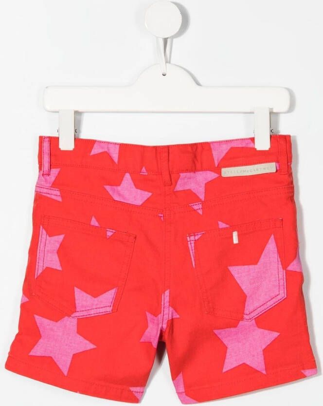 Stella McCartney Kids Spijkershorts met sterprint Rood