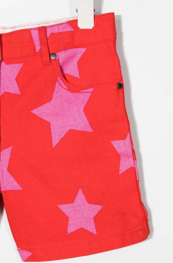 Stella McCartney Kids Spijkershorts met sterprint Rood