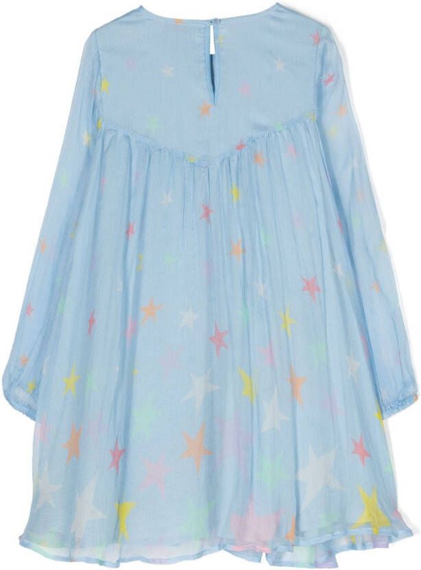 Stella McCartney Kids Jurk met sterrenprint Blauw