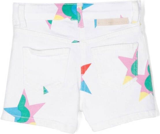 Stella McCartney Kids Spijkershorts met sterrenprint Wit