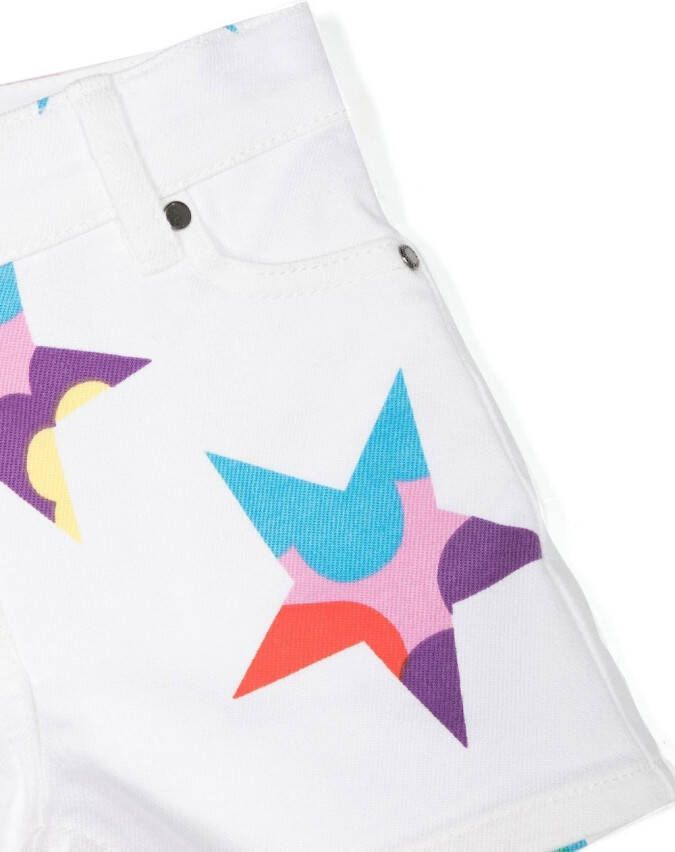 Stella McCartney Kids Spijkershorts met sterrenprint Wit