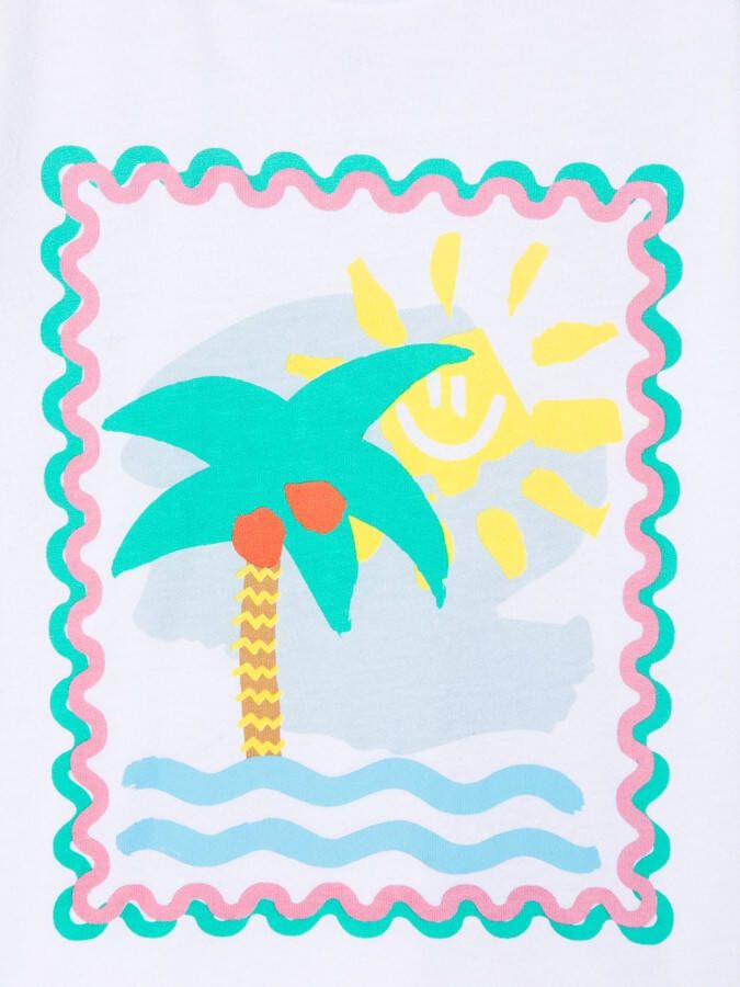 Stella McCartney Kids T-shirt met palmboomprint Wit