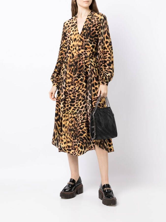 Stella McCartney Midi-jurk met luipaardprint Bruin