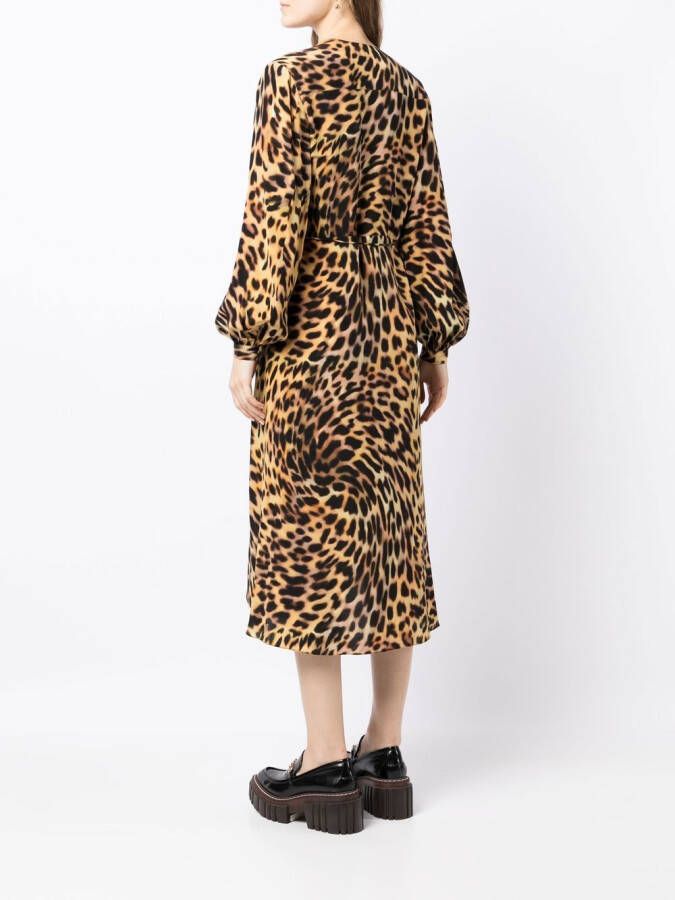 Stella McCartney Midi-jurk met luipaardprint Bruin