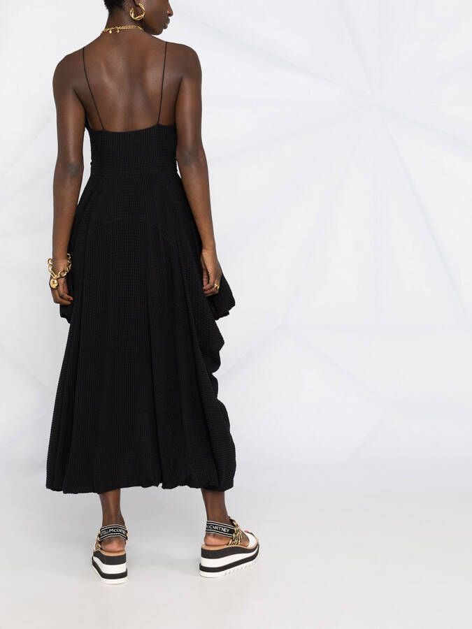 Stella McCartney Gedrapeerde midi-jurk met diepe hals Zwart