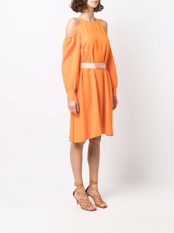 Stella McCartney Off-shoulder midi-jurk Oranje