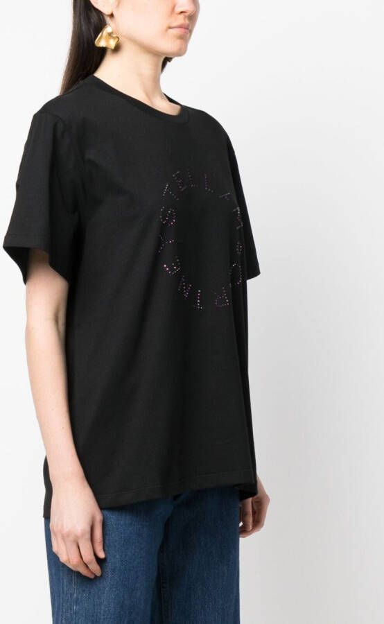Stella McCartney T-shirt met logo van stras Zwart