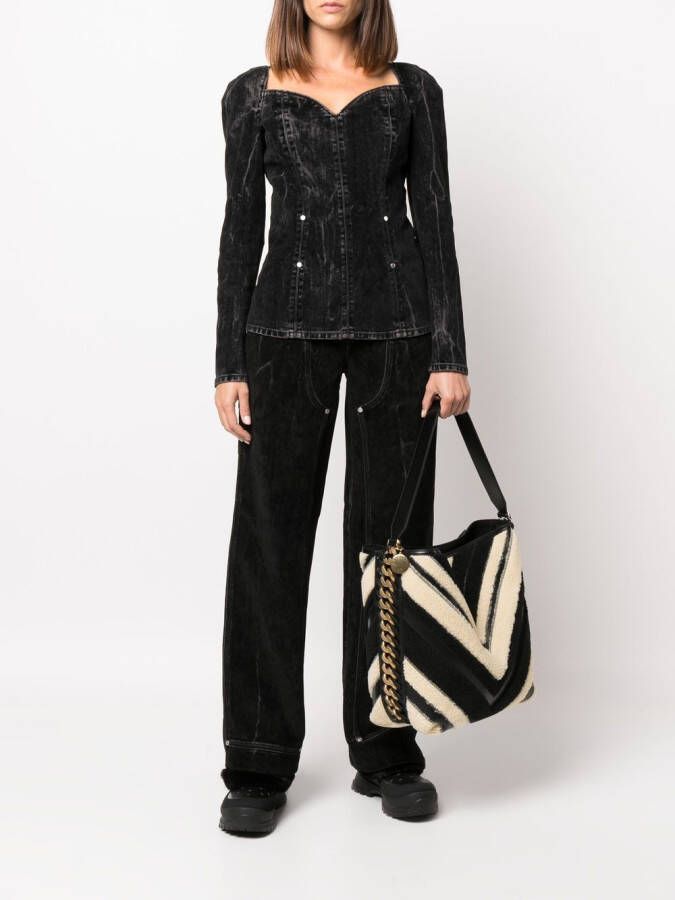Stella McCartney Shopper met chevron patroon Zwart