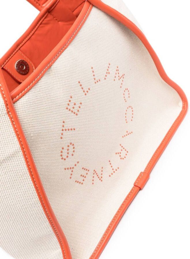 Stella McCartney Shopper met geborduurd logo Beige