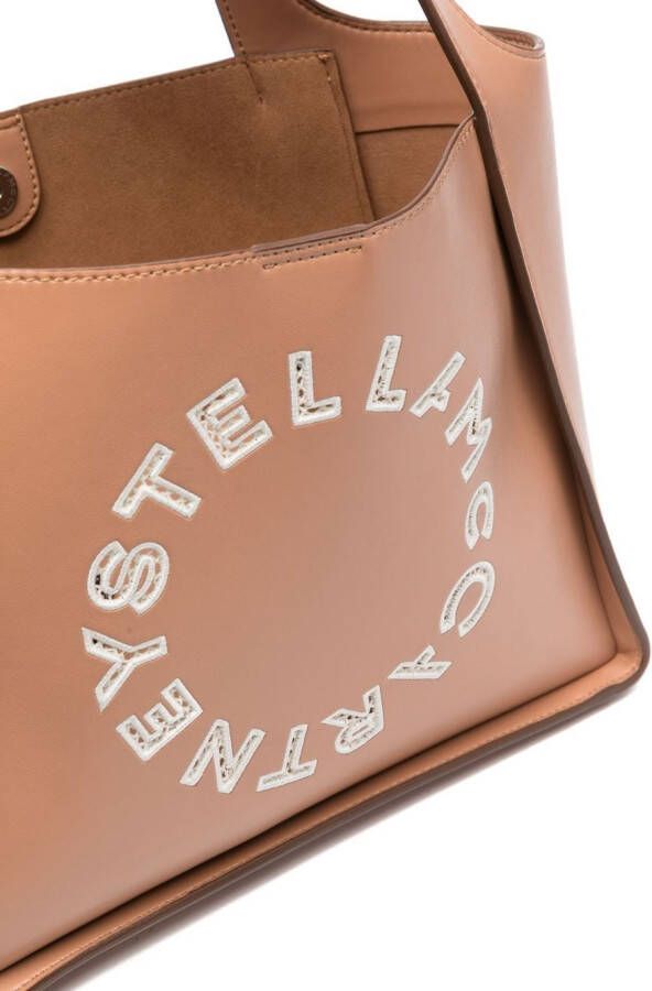 Stella McCartney Shopper met geborduurd logo Beige