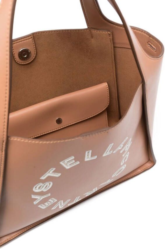 Stella McCartney Shopper met geborduurd logo Beige