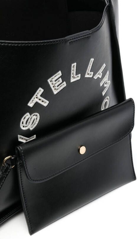 Stella McCartney Shopper met geborduurd logo Zwart