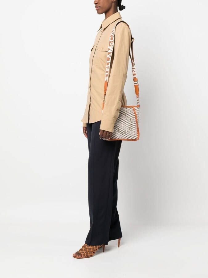 Stella McCartney Stella schoudertas met geborduurd logo Beige
