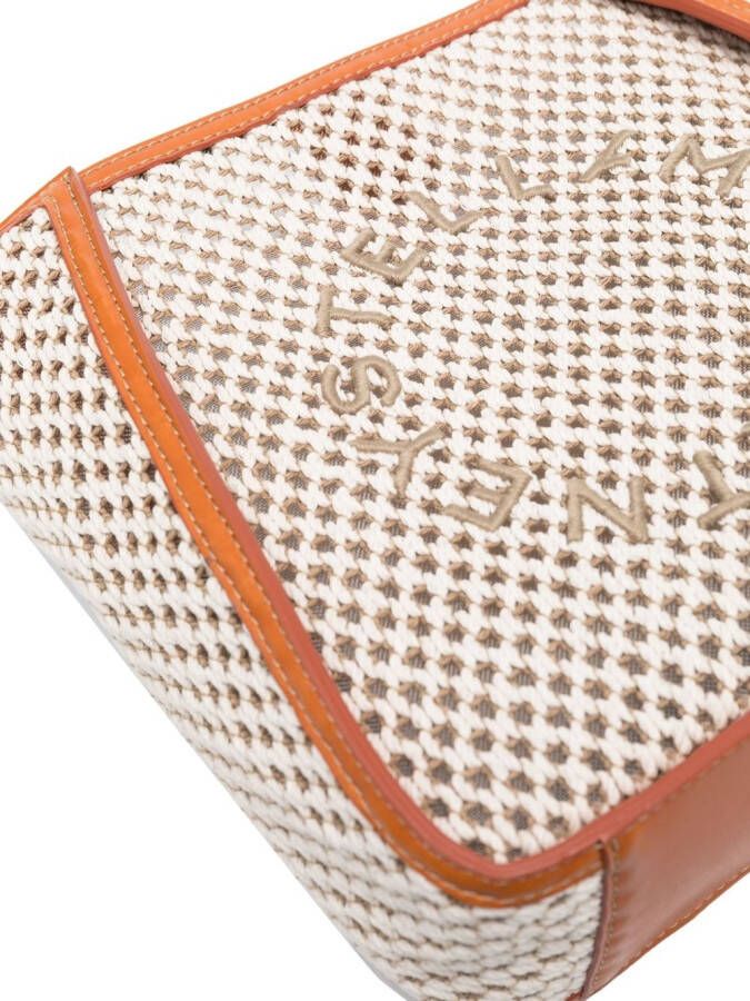 Stella McCartney Stella schoudertas met geborduurd logo Beige
