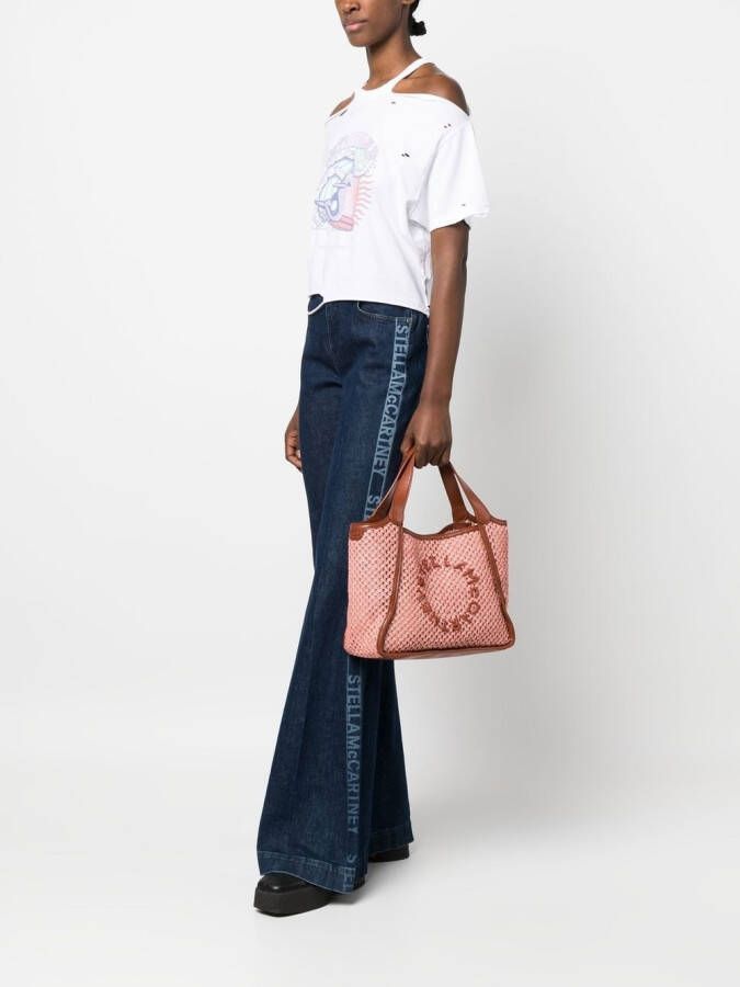 Stella McCartney Shopper met geborduurd logo Bruin