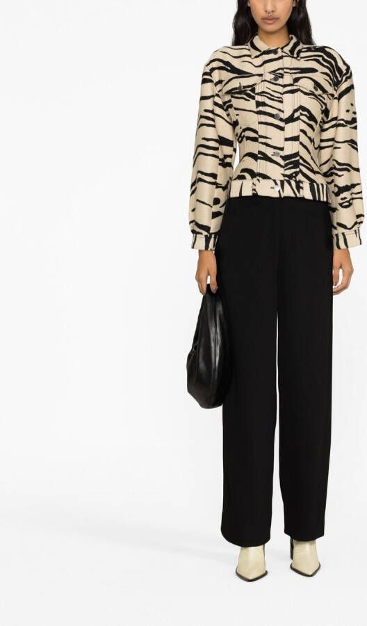 Stella McCartney Truckerjack met zebraprint Beige