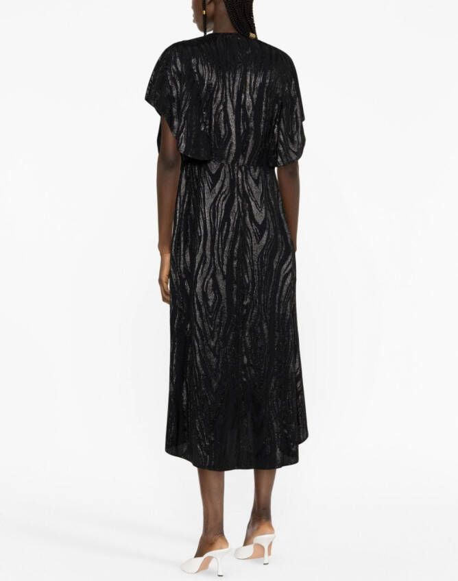 Stella McCartney Midi-jurk met houten-effect Zwart