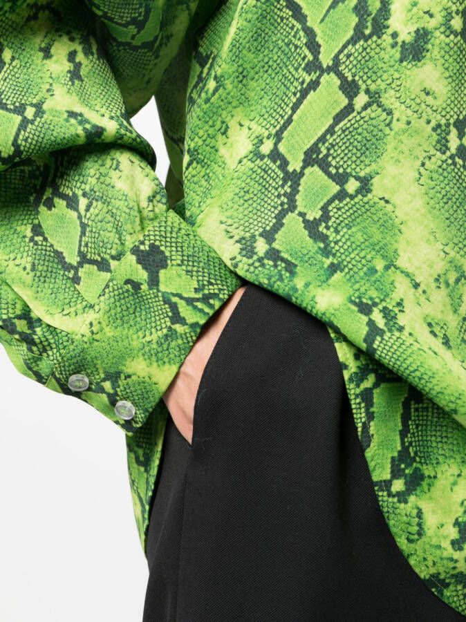 Stine Goya Blouse met slangenhuidprint Groen