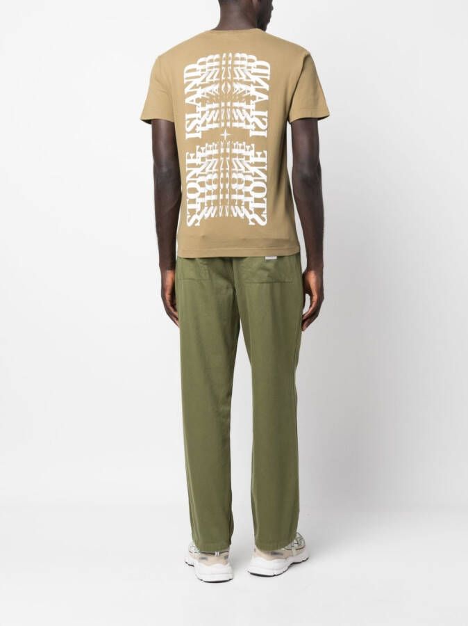 Stone Island T-shirt met logoprint Groen