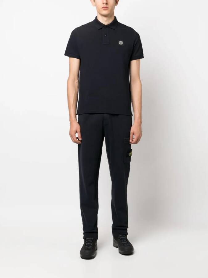 Stone Island Poloshirt met geborduurd logo Blauw