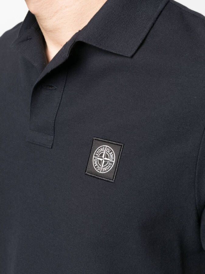 Stone Island Poloshirt met geborduurd logo Blauw