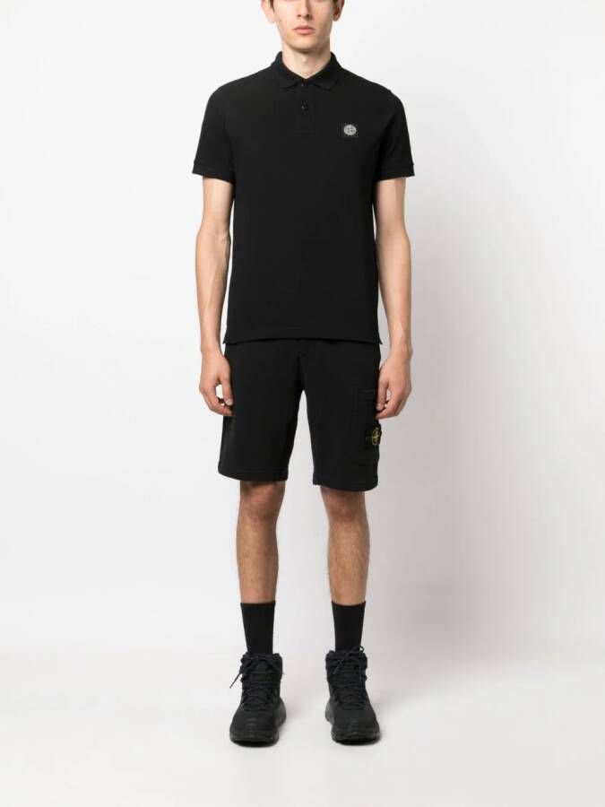 Stone Island Poloshirt met geborduurd logo Zwart