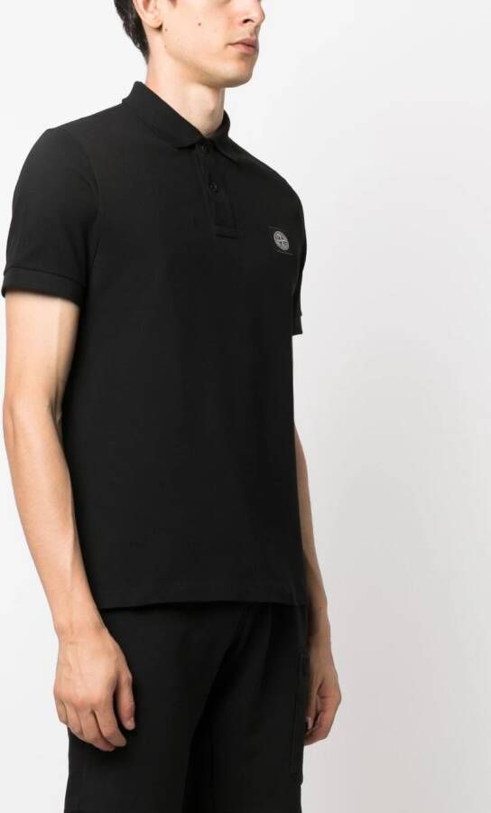 Stone Island Poloshirt met geborduurd logo Zwart