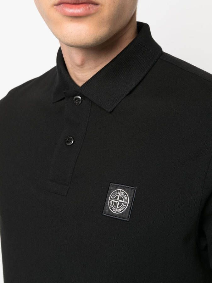 Stone Island Poloshirt met geborduurd logo Zwart