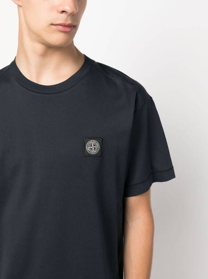 Stone Island T-shirt met Compass-logopatch Blauw