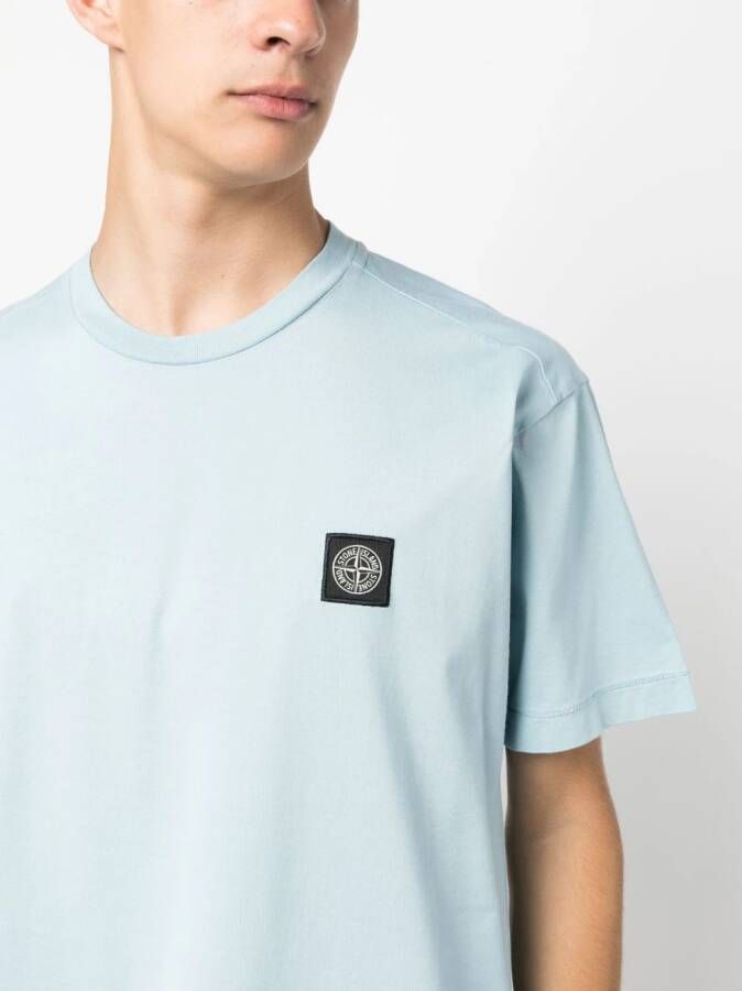 Stone Island T-shirt met Compass-logopatch Blauw