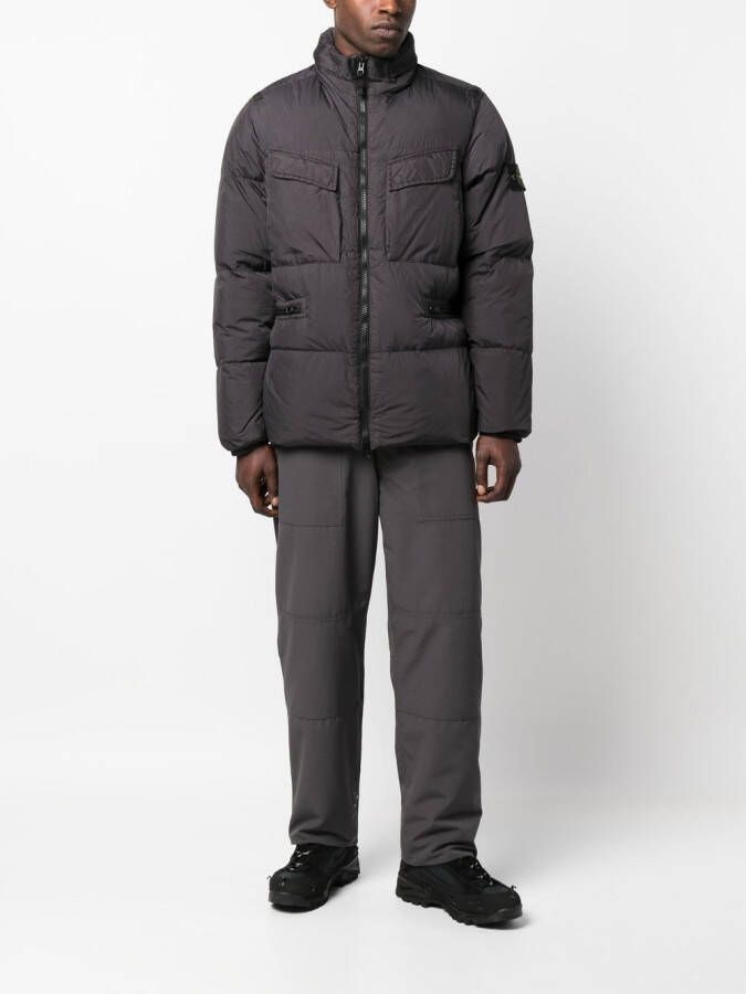 Stone Island Donsjack met patch Zwart