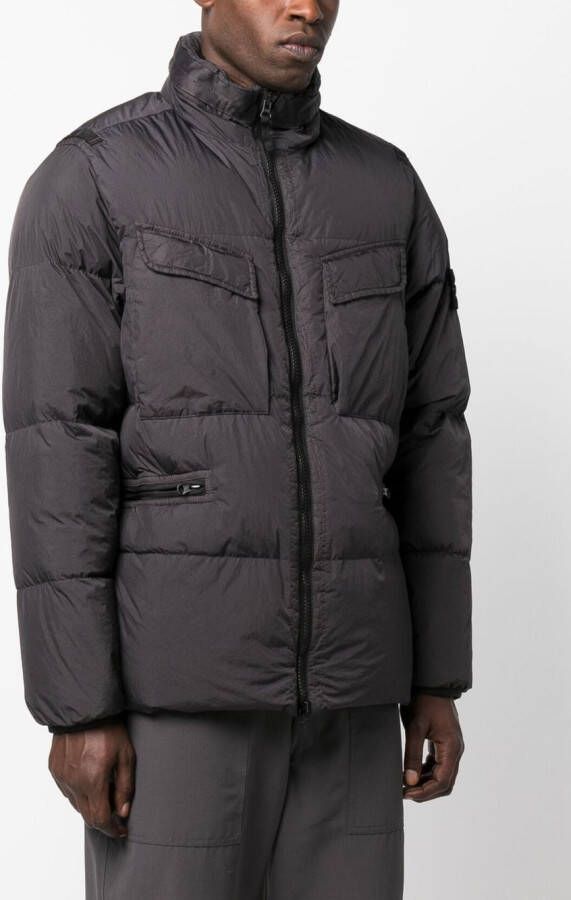 Stone Island Donsjack met patch Zwart