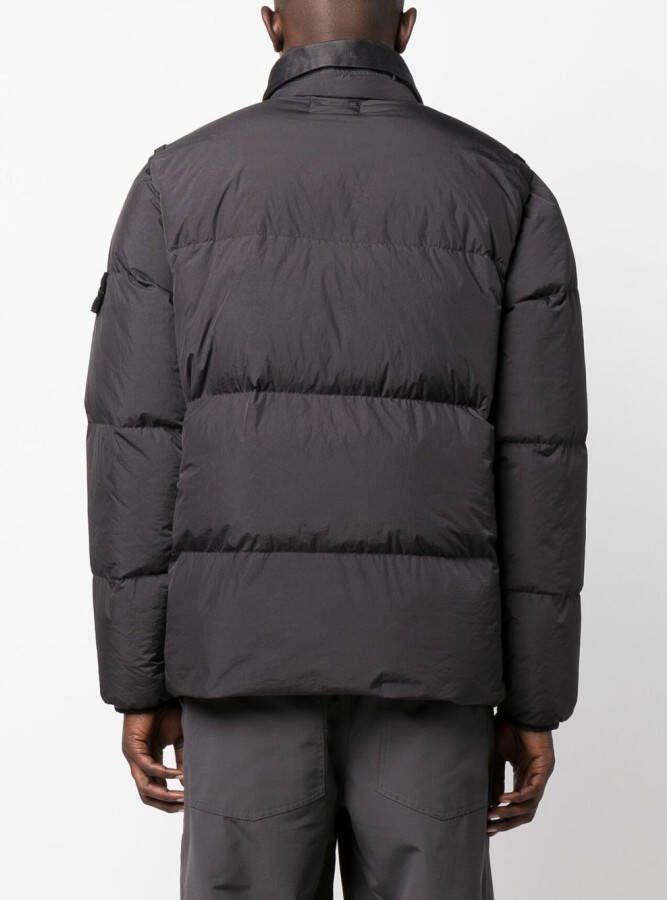Stone Island Donsjack met patch Zwart