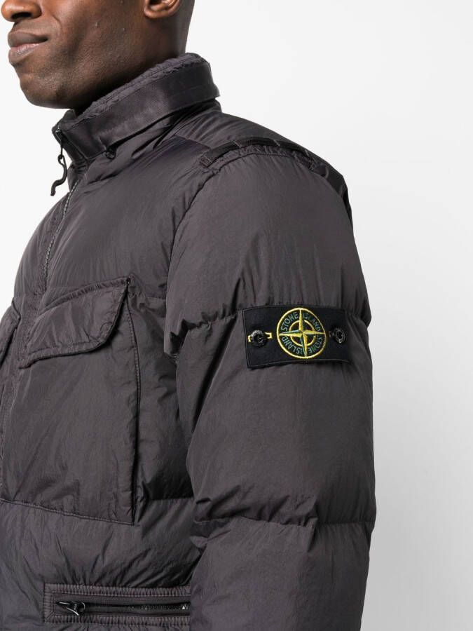 Stone Island Donsjack met patch Zwart