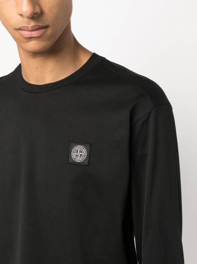 Stone Island T-shirt met patch Zwart