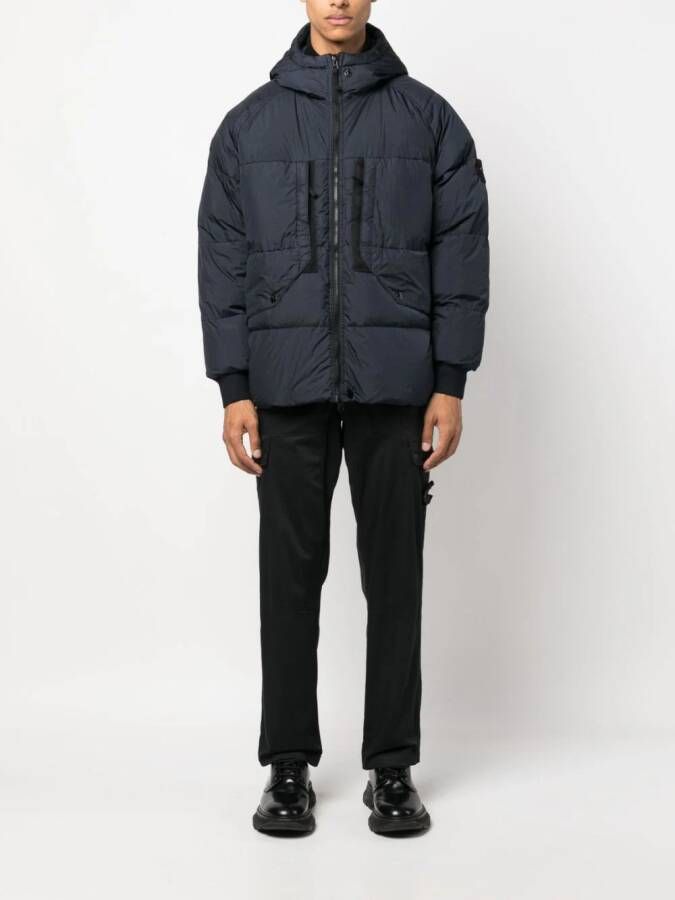 Stone Island Donsjack met patch Blauw