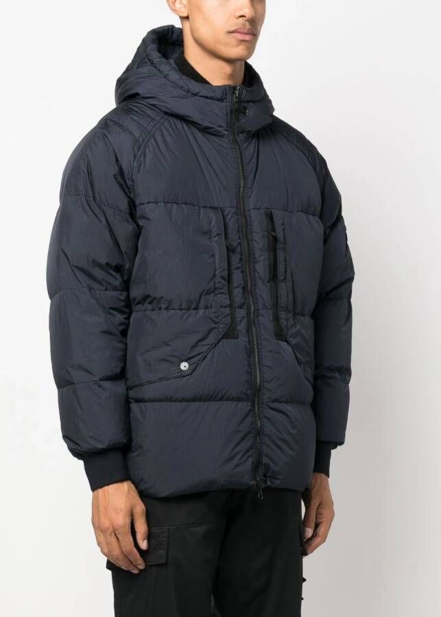 Stone Island Donsjack met patch Blauw